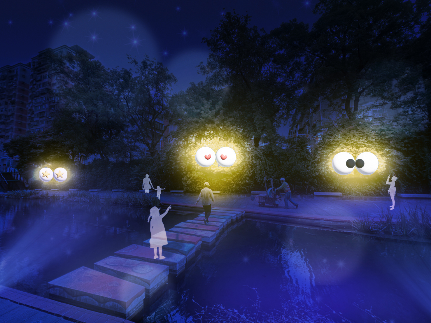  大眼睛做為設計理念，彷彿樹精靈守護著河川生態(模擬圖)