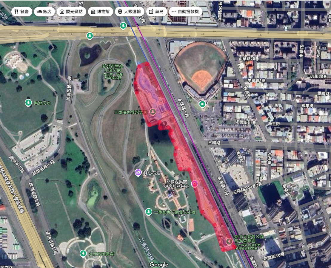  新北大都會公園熊猴森樂園禁止進入範圍
