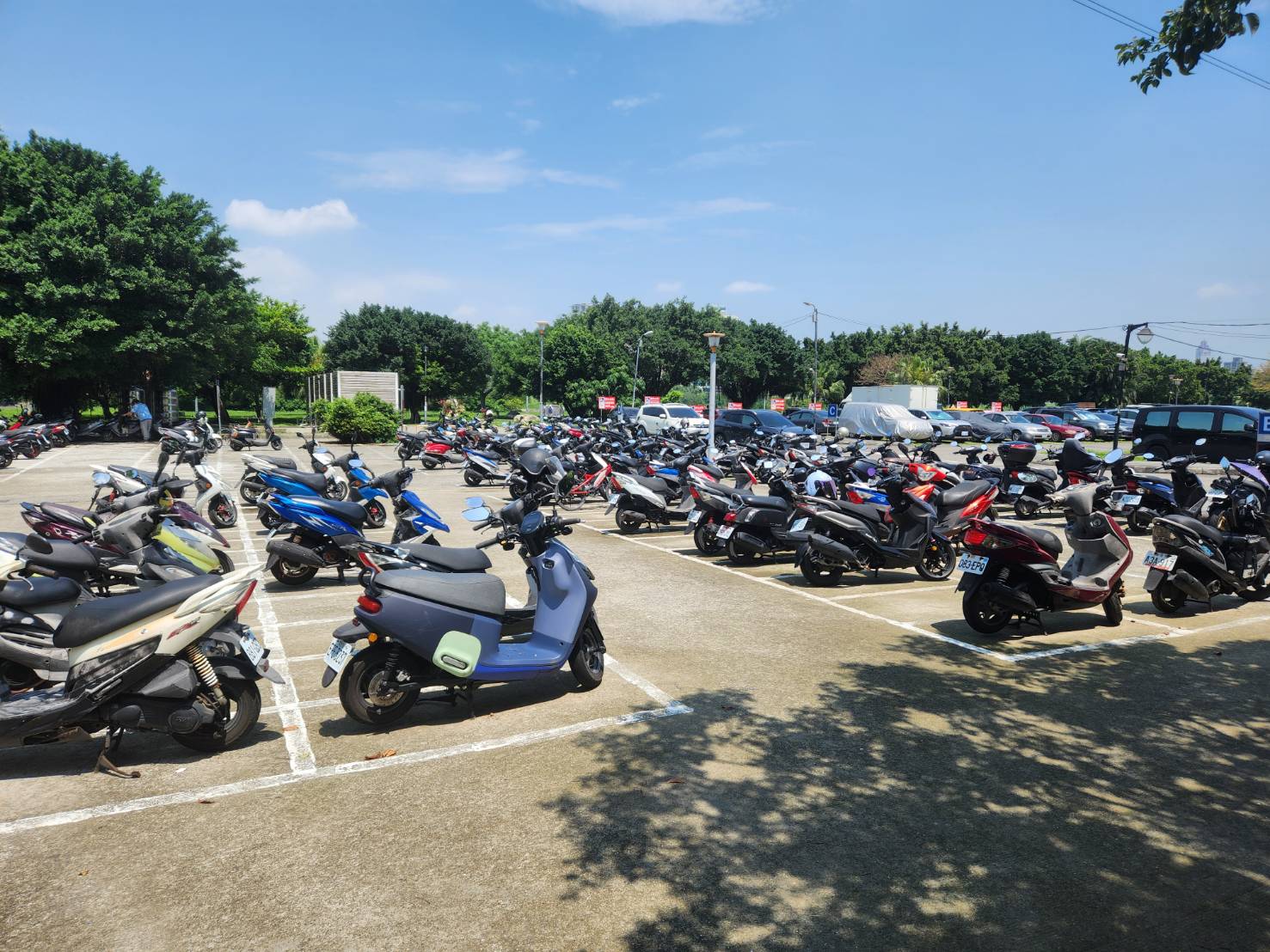  新北河濱公園提供機車停放