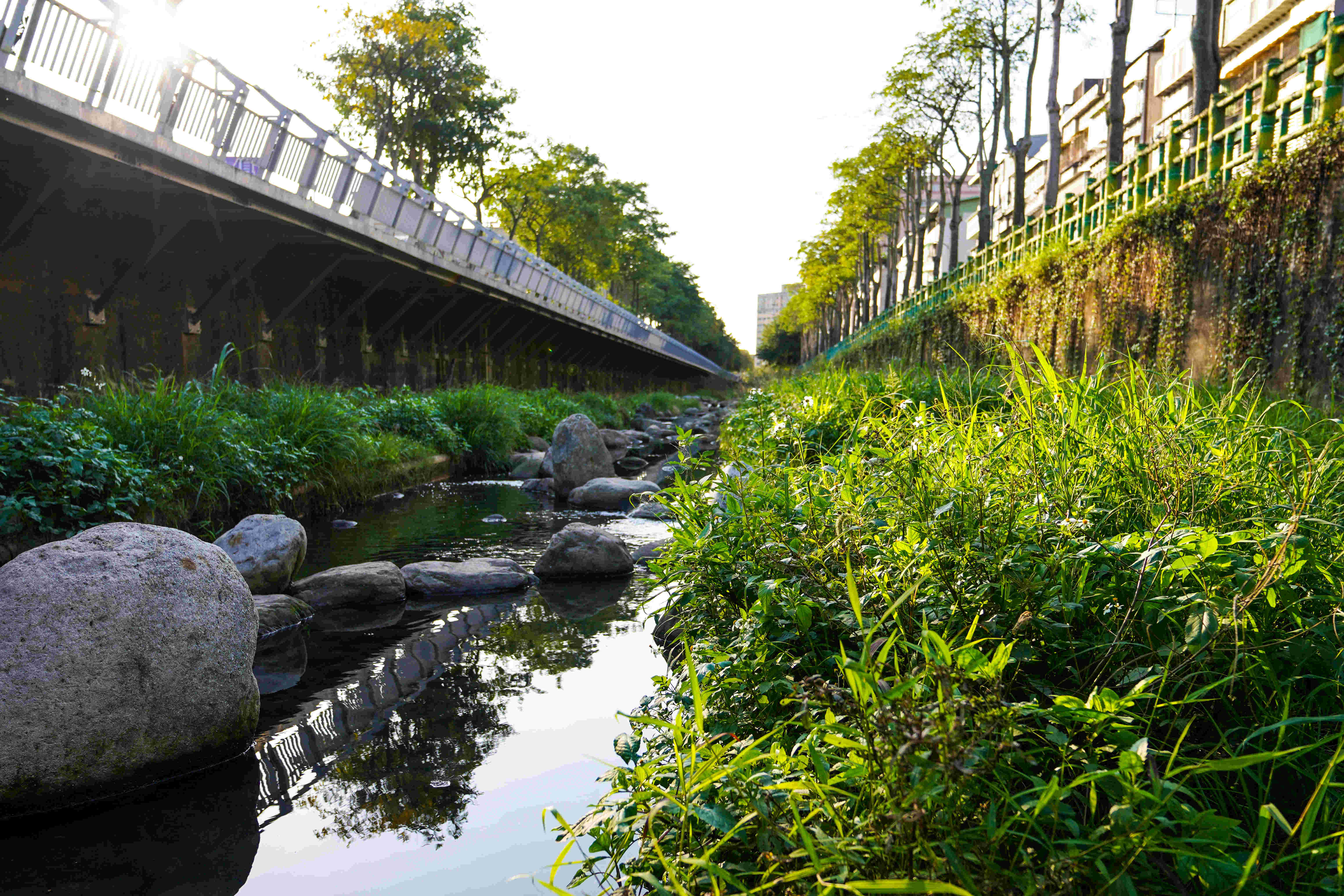  藤寮坑溝一期運用砌石工法創造河道蜿蜒與急緩流變化