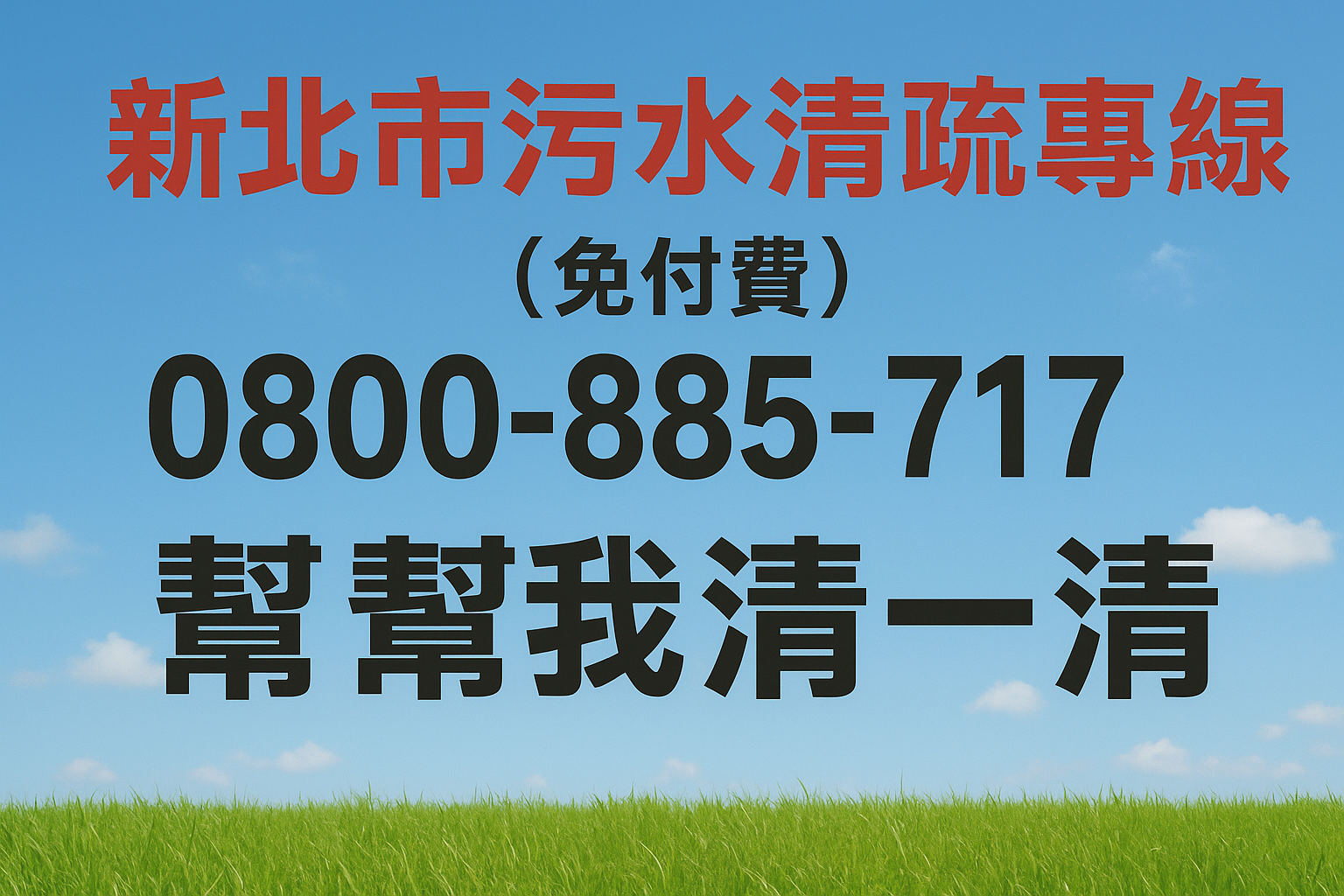 新北市清疏(免付費)專線0800-885-717(幫幫我，清一清)