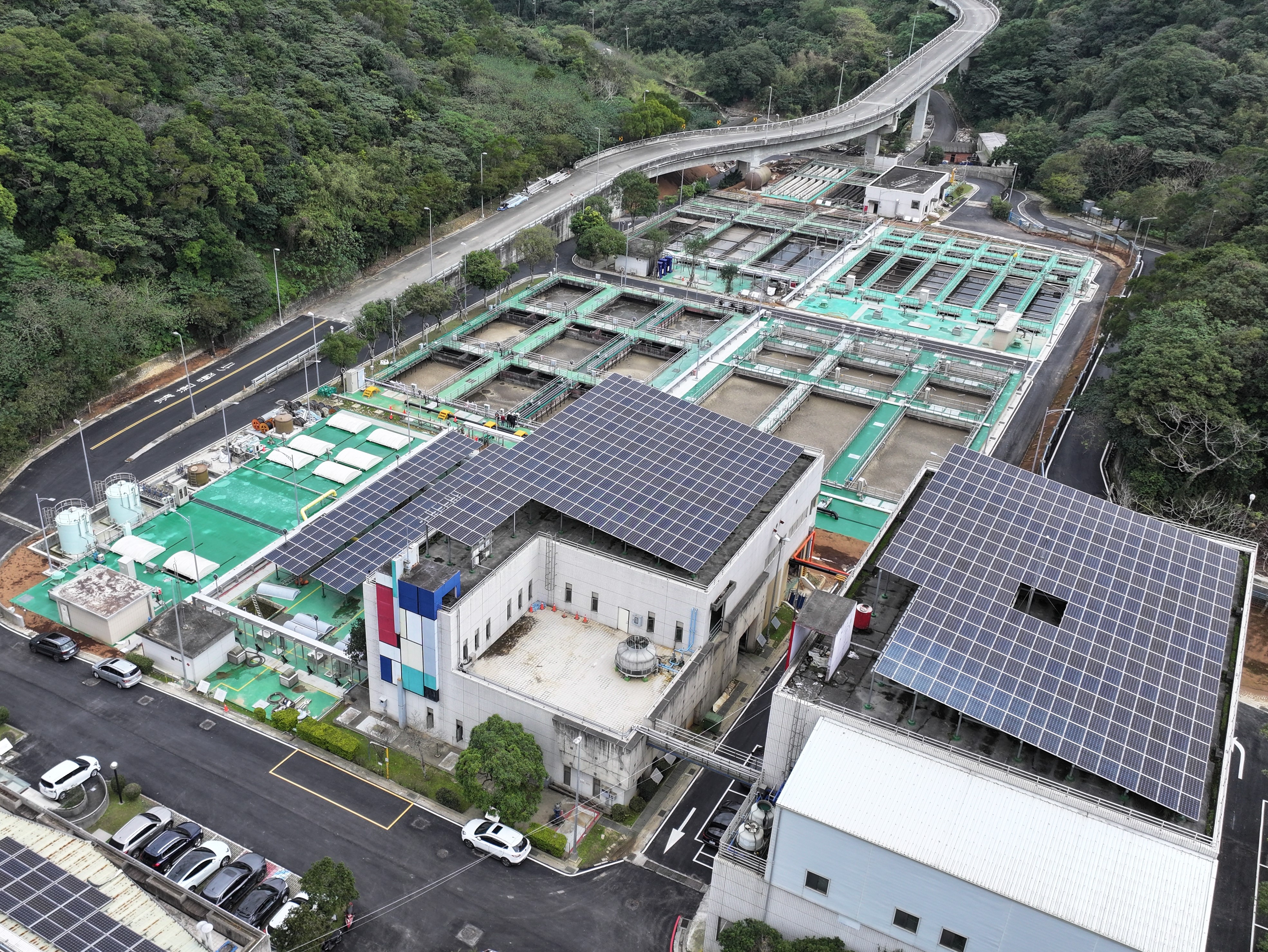 林口水資源回收中心太陽能板，每年可生產31萬度綠電