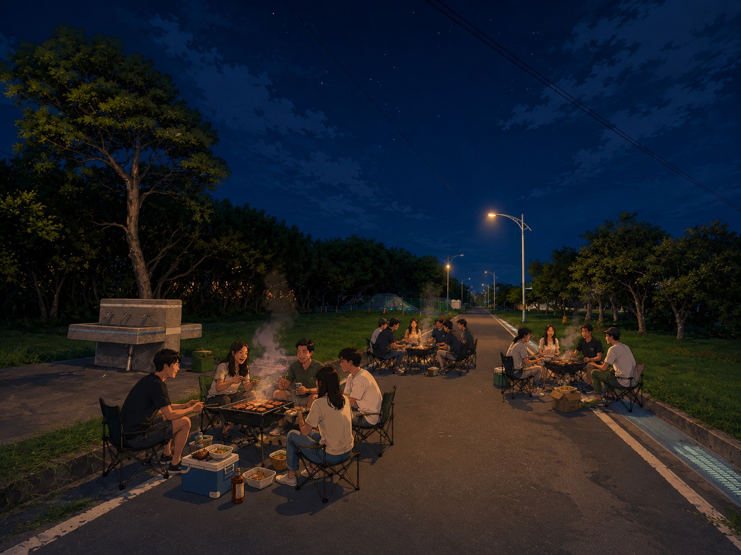  三五好友相約來八里文化公園烤肉趣(AI生成)