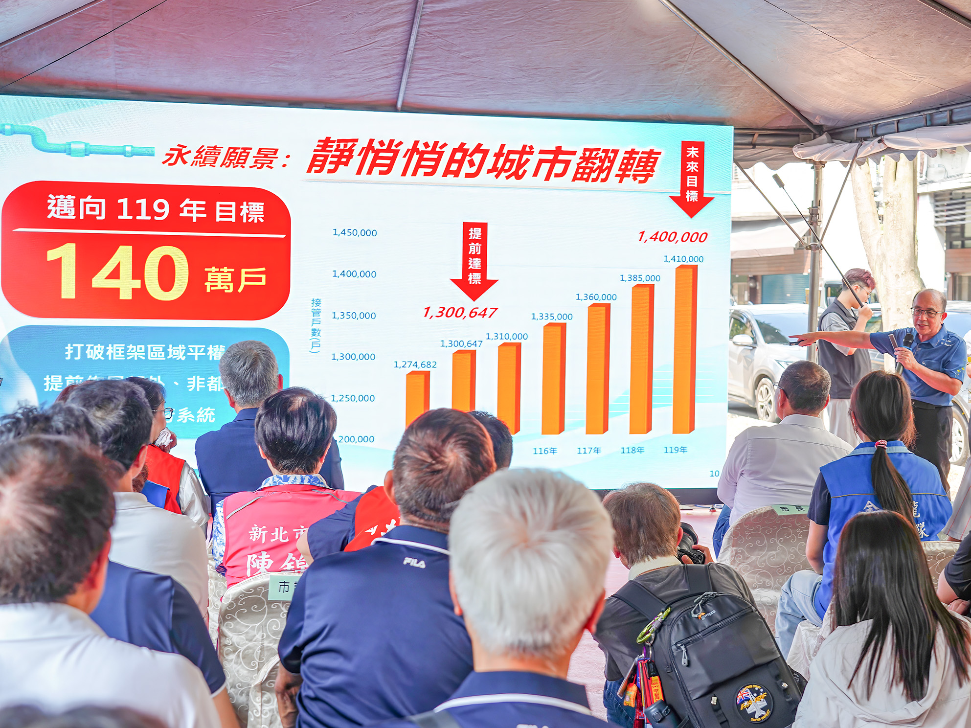 水利局長宋德仁簡報說明新北污水建設推動歷程