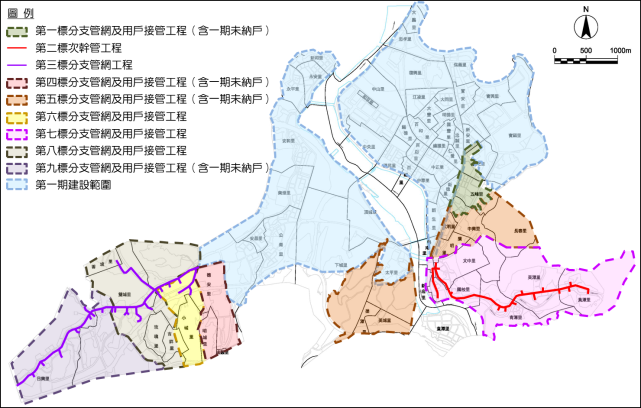 新北市新店地區污水下水道系統第二期工程分標圖