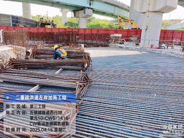 5號越堤道箱涵鋼筋綁紮